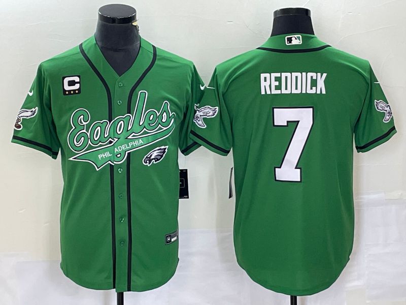 Men Philadelphia Eagles 7 Reddick Green Co Branding Game NFL Jersey style 4